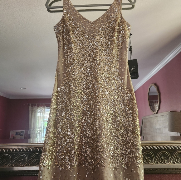 Sequin Tulle Sheath Dress Adrianna Papell - Picture 4 of 5